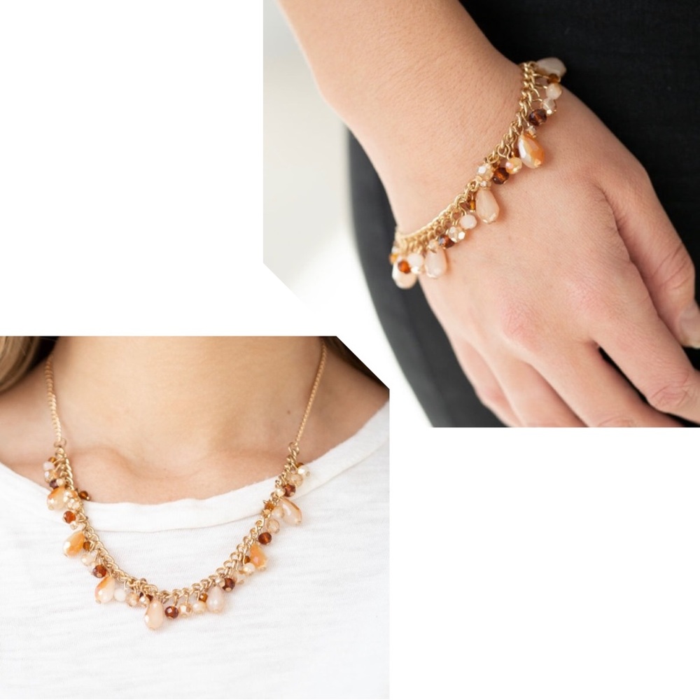 NWOT Golden Brown Necklace & Bracelet Combo - Picture 1 of 13
